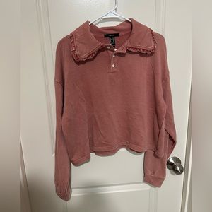 Forever 21 Mauve Collared Sweatshirt in Size Medium